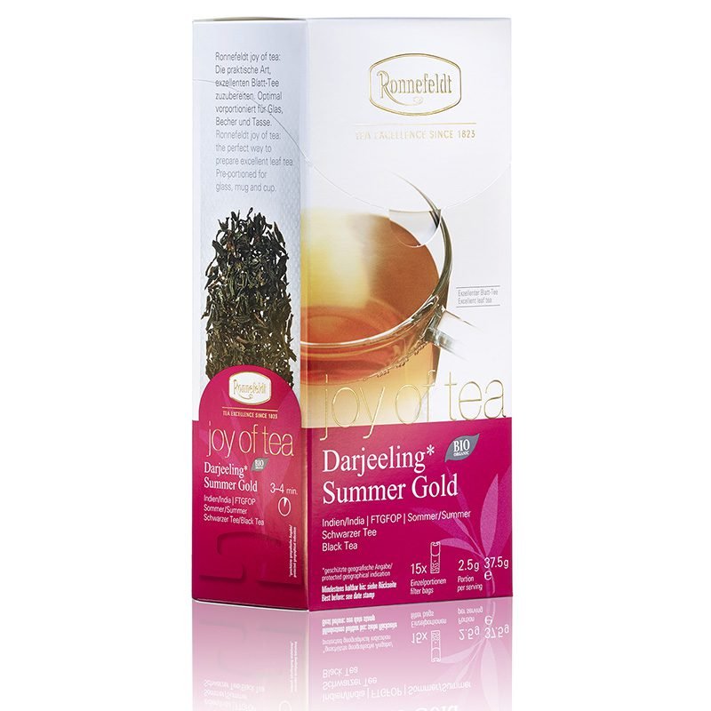 Ronnefeldt World Of Tea - Joy of Tea® Darjeeling Summer Gold: Experience the exquisite and delicate flavour of Darjeeling Summer Gold tea, a premium and refreshing choice for discerning tea enthusiasts.