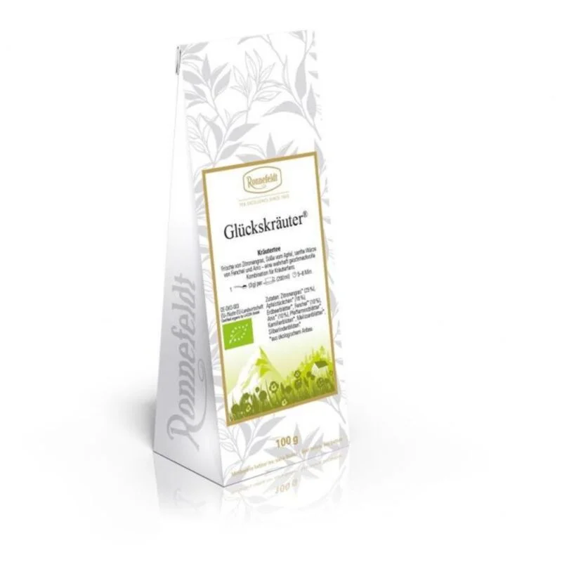 Ronnefeldt World Of Tea - Lucky Herbs product image: Unleash good fortune and prosperity with Ronnefeldt Lucky Herbs tea. This delightful herbal infusion is a blend of premium herbs that are believed to bring luck and positive energy.