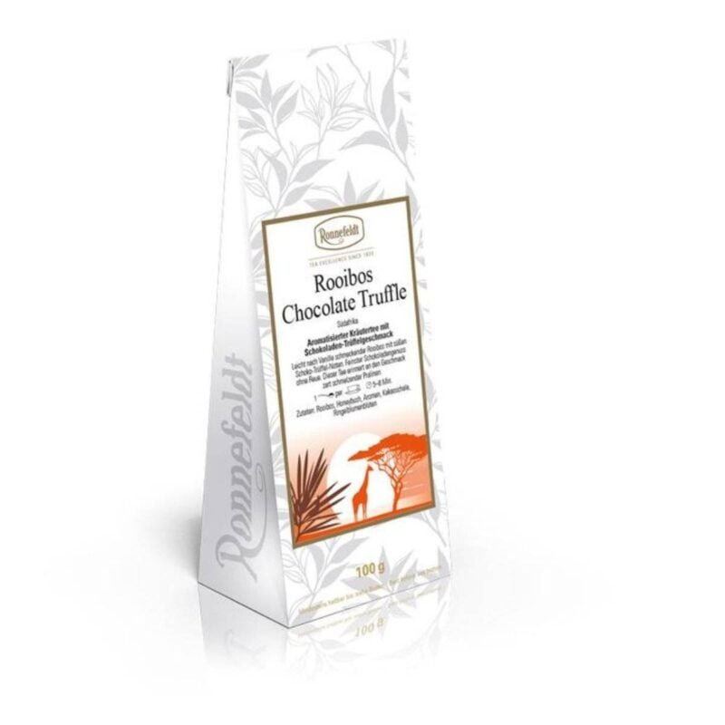 Ronnefeldt World Of Tea - Rooibos Chocolate Truffle product image: Indulge in the irresistible Ronnefeldt World Of Tea - Rooibos Chocolate Truffle. This exquisite blend combines the rich, earthy notes of Rooibos with the decadent, velvety taste of chocolate truffle.