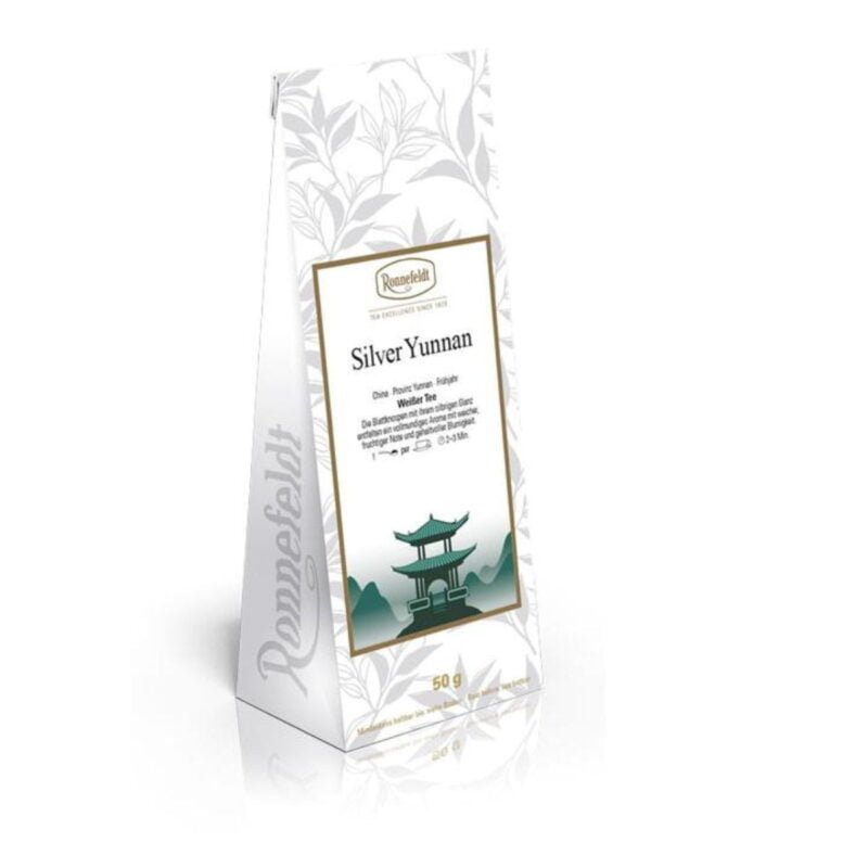 Silver Yunnan product image: Experience the luxurious taste of Ronnefeldt's Silver Yunnan tea. This exceptional black tea is meticulously hand-picked from the finest tea gardens in Yunnan, China.