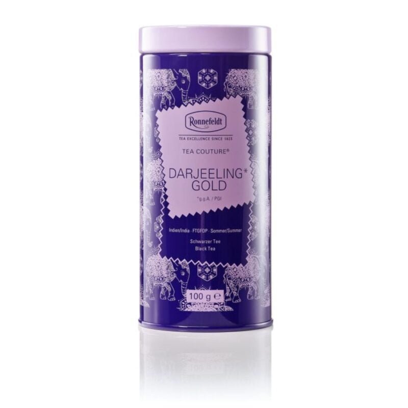 Ronnefeldt World Of Tea - Tea Couture® Darjeeling Gold product image: Immerse yourself in the enchanting aroma and delicate flavors of Tea Couture® Darjeeling Gold. This exceptional tea offers a captivating blend of floral and fruity notes, coupled with a subtle muscatel character.