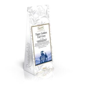 Indulge in Ronnefeldt Tippy Golden Earl Grey tea's exquisite taste. Premium black tea with golden tips, delicately scented with bergamot