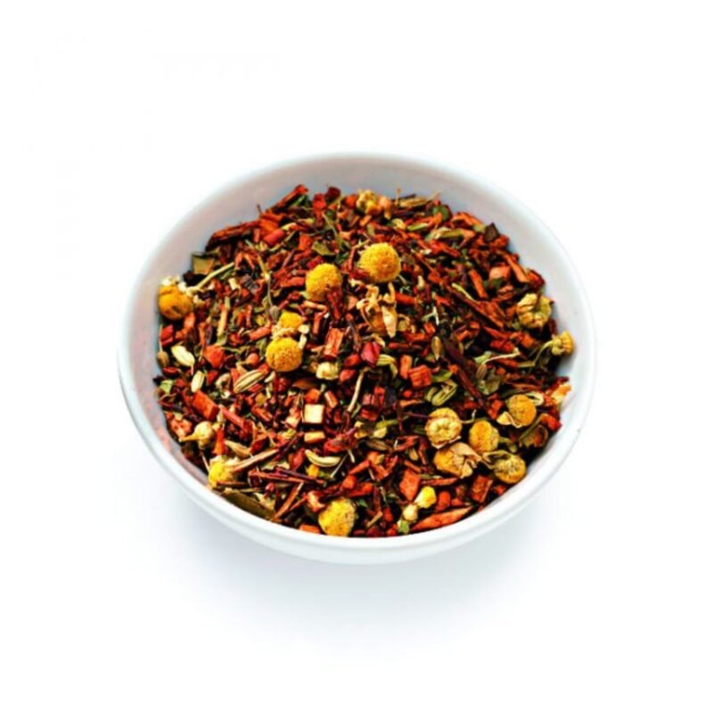 Equilibrium tea by Ronnefeldt - a wellness blend with rooibos, honey bush, camomile flowers, fennel seeds, and ginseng.