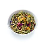 Life & Beauty tea by Ronnefeldt - a wellness blend with lemon verbena, papaya pieces, and a mix of colourful flowers.