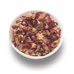 Soft Peach tea by Ronnefeldt - a wellness tea blend with apple pieces, peach, hibiscus, rose petals, rooibos, and cinnamon.