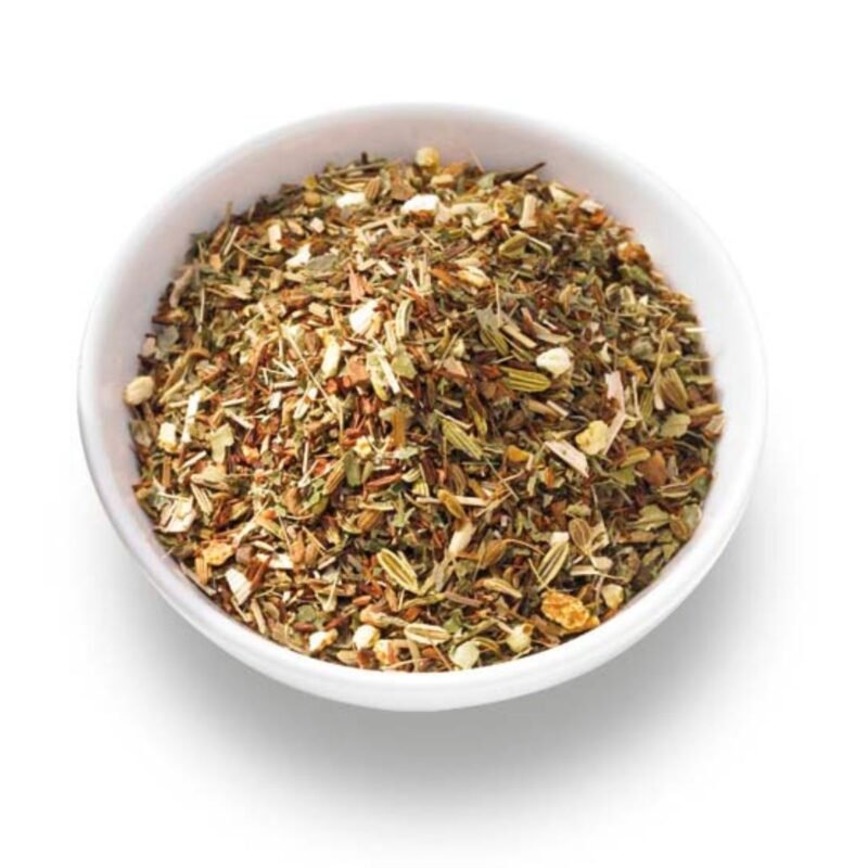 BIO Wellness tea by Ronnefeldt - a BIO organic wellness blend with rooibos, anise, fennel seeds, mint leaves, and floral accents.